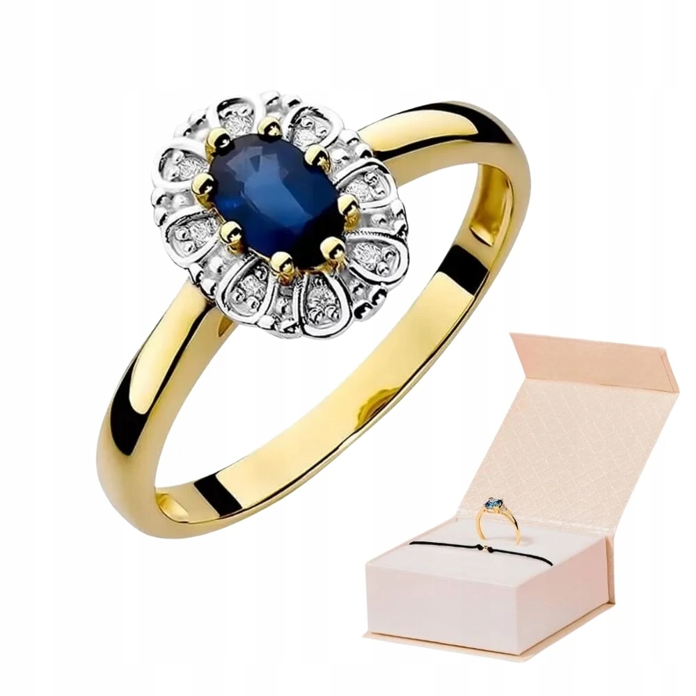 Zlatý Prstýnek Se Safírem 0,7 ct Diamanty Zlatý Náramek