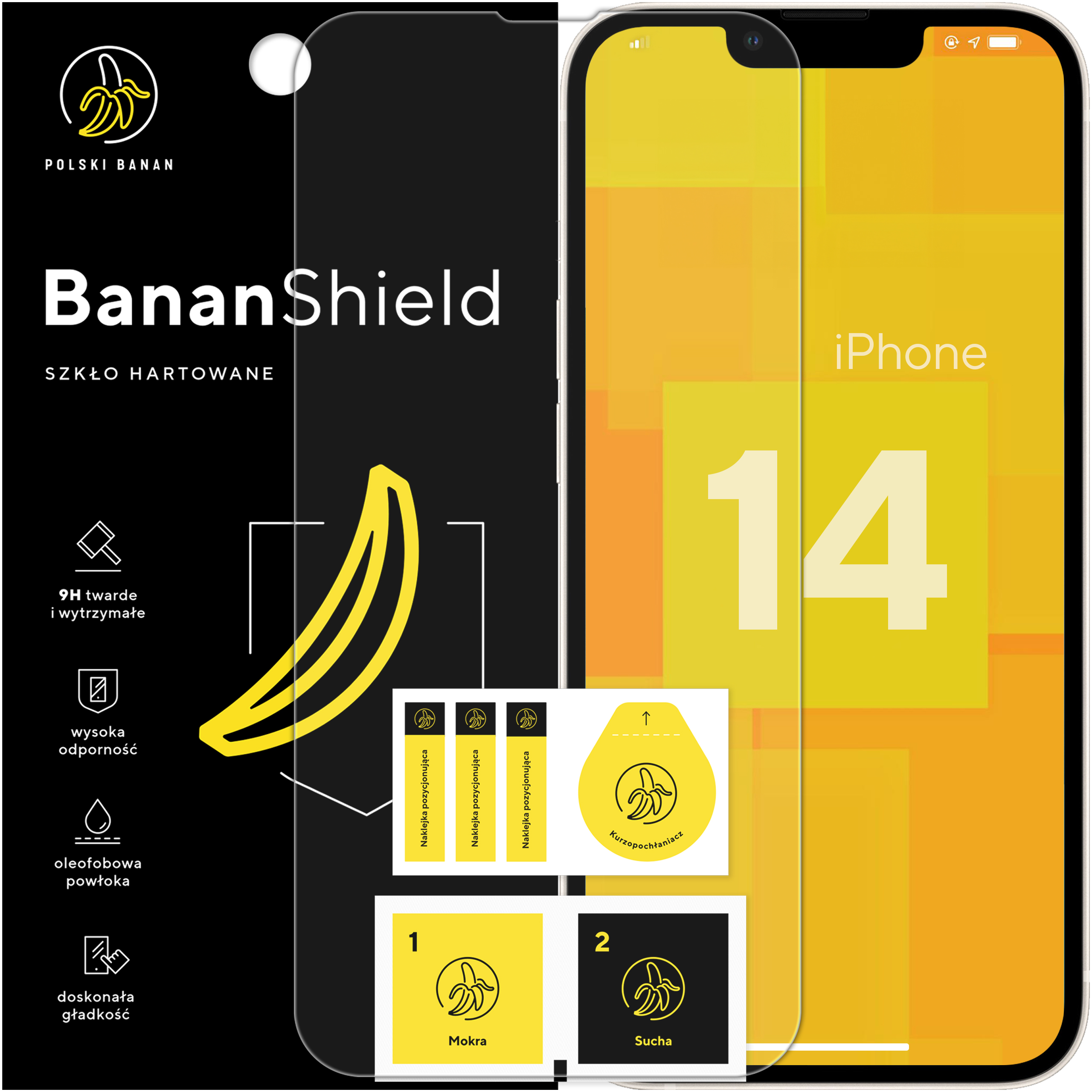 Szkło hartowane Polski Banan 9H do iPhone 14