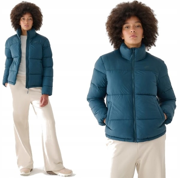 Dámská Zimní bunda 4F prošívaná mořská zeleň bez kapuce vel. XL