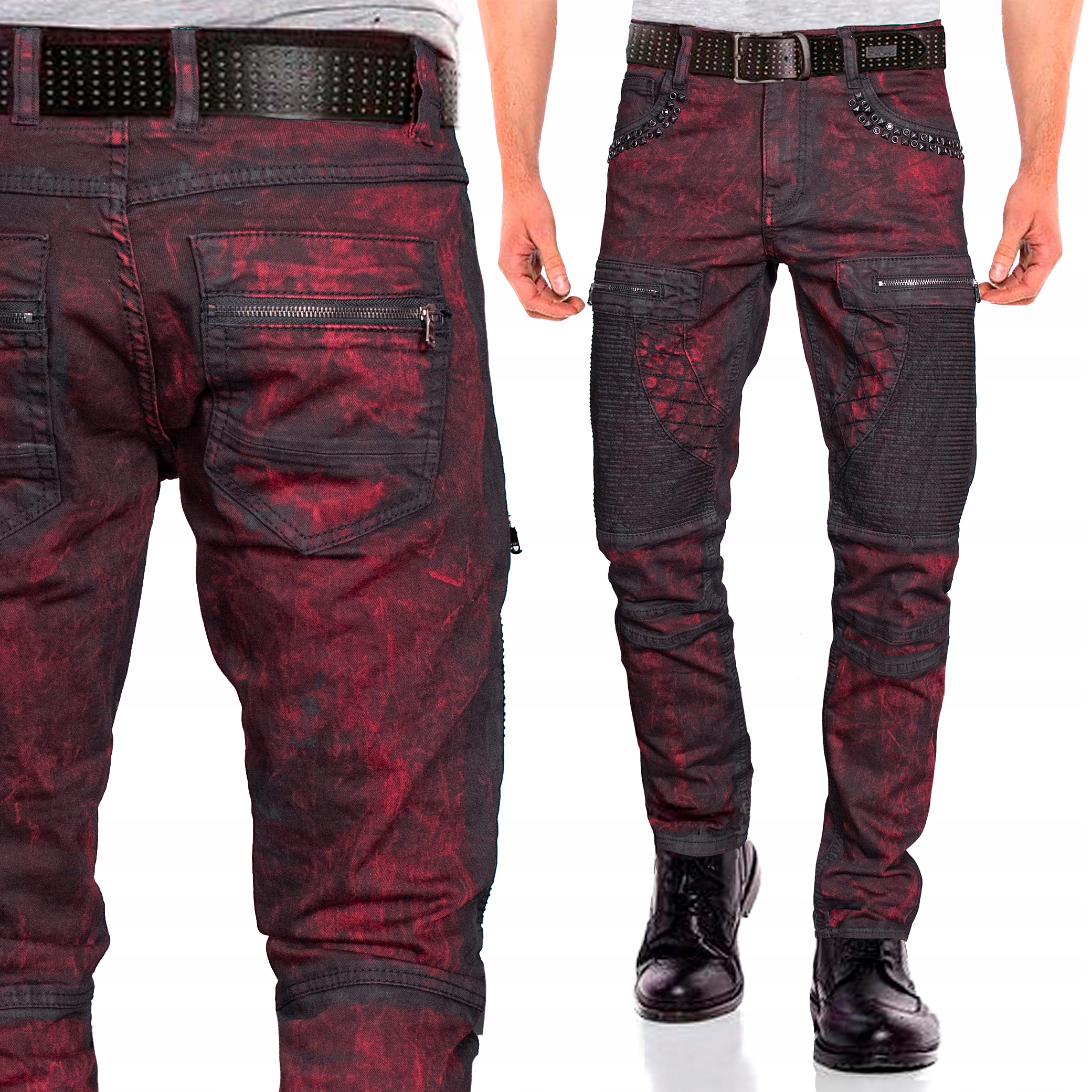 

Cipo Baxx Spodnie Jeansy Męskie Zamki Burgundy