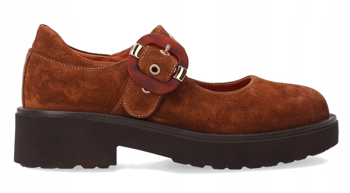 Dámské Hnědé Baleríny Ze Semišové Kůže S Ozdobnou Sponou Venezia 38