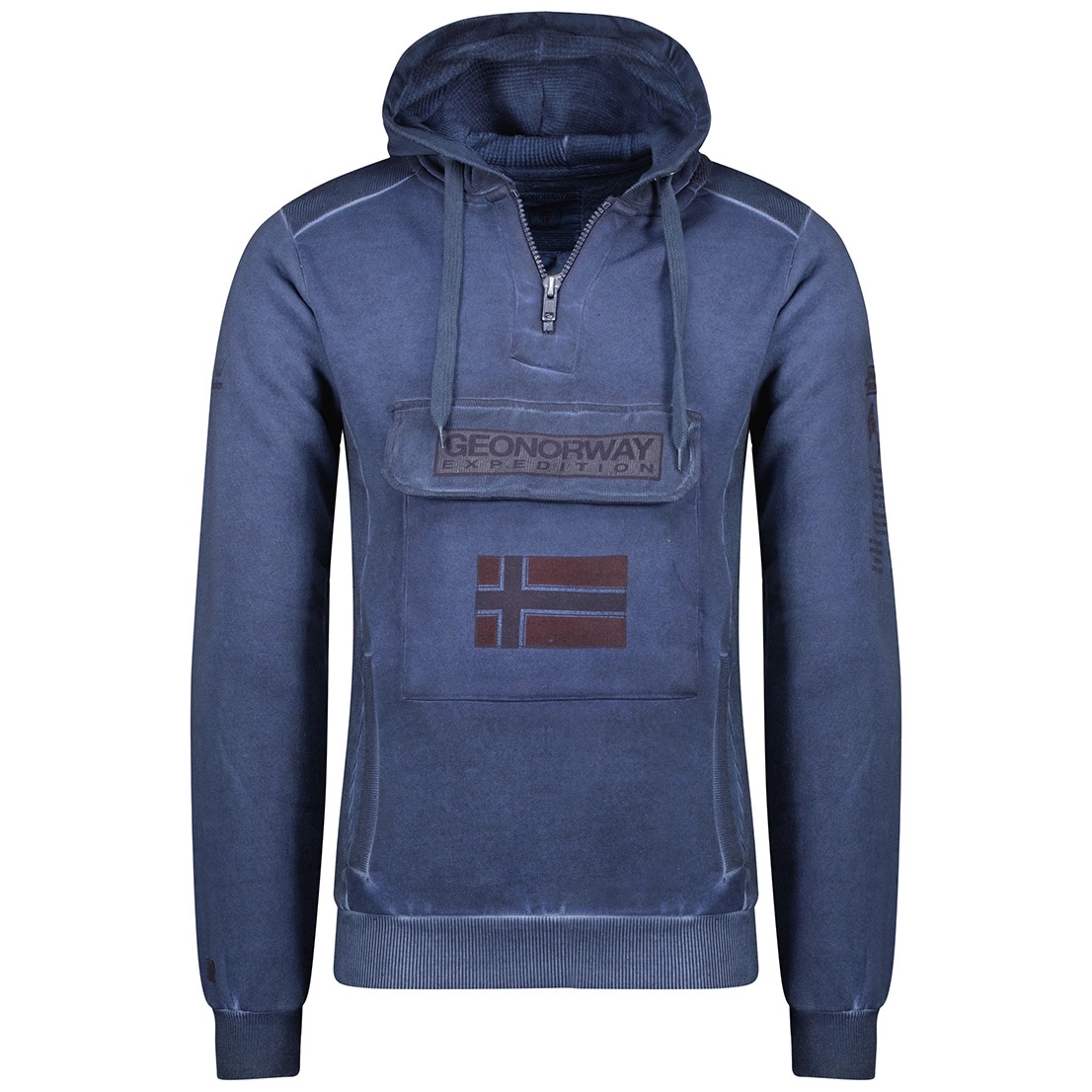 Męska bluza z kapturem Geographical Norway z kieszonką rozpinany kołnierz