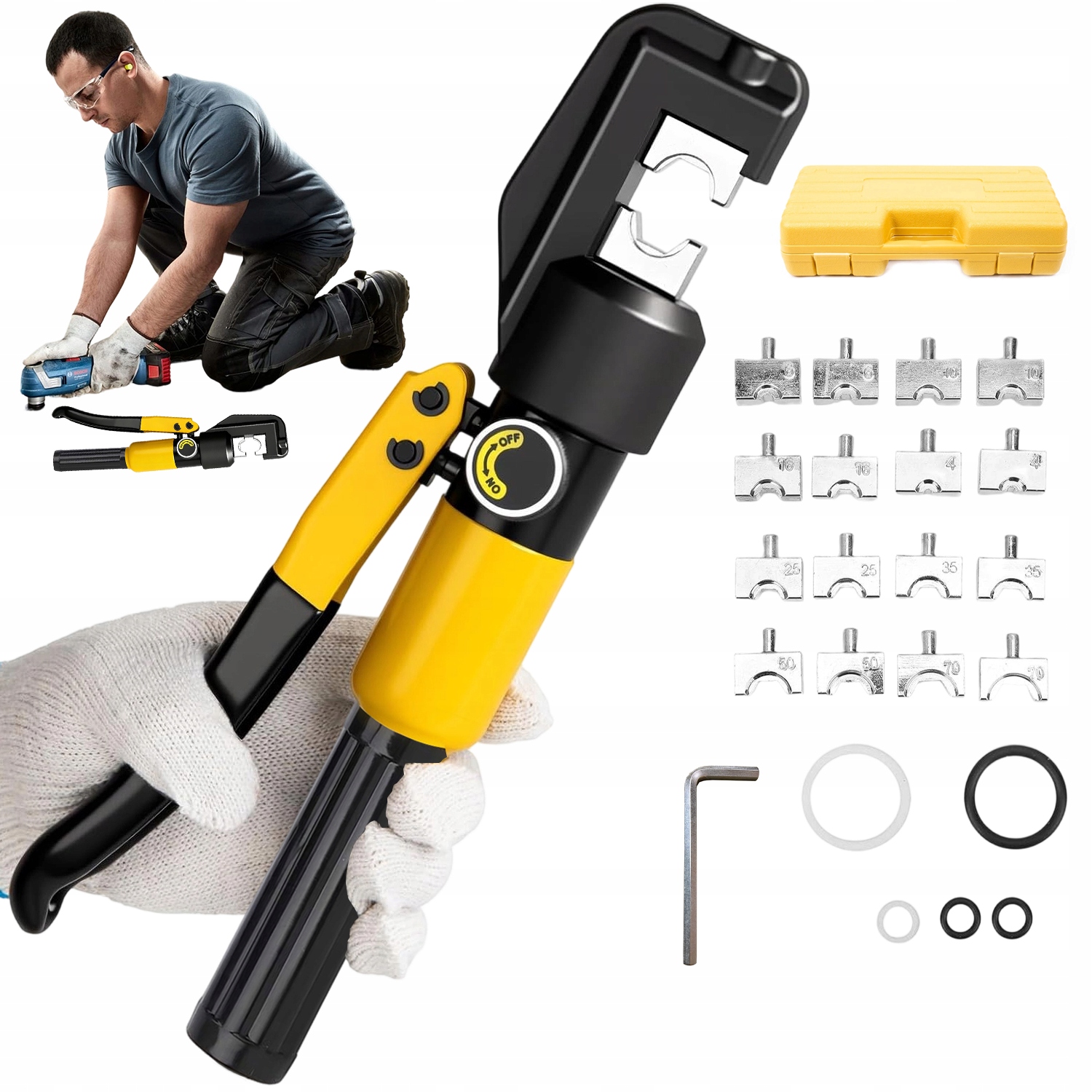 Ruční Hydraulická Krimpovačka Yqk 70 4-70 MM² Sada Matric 8 Párů