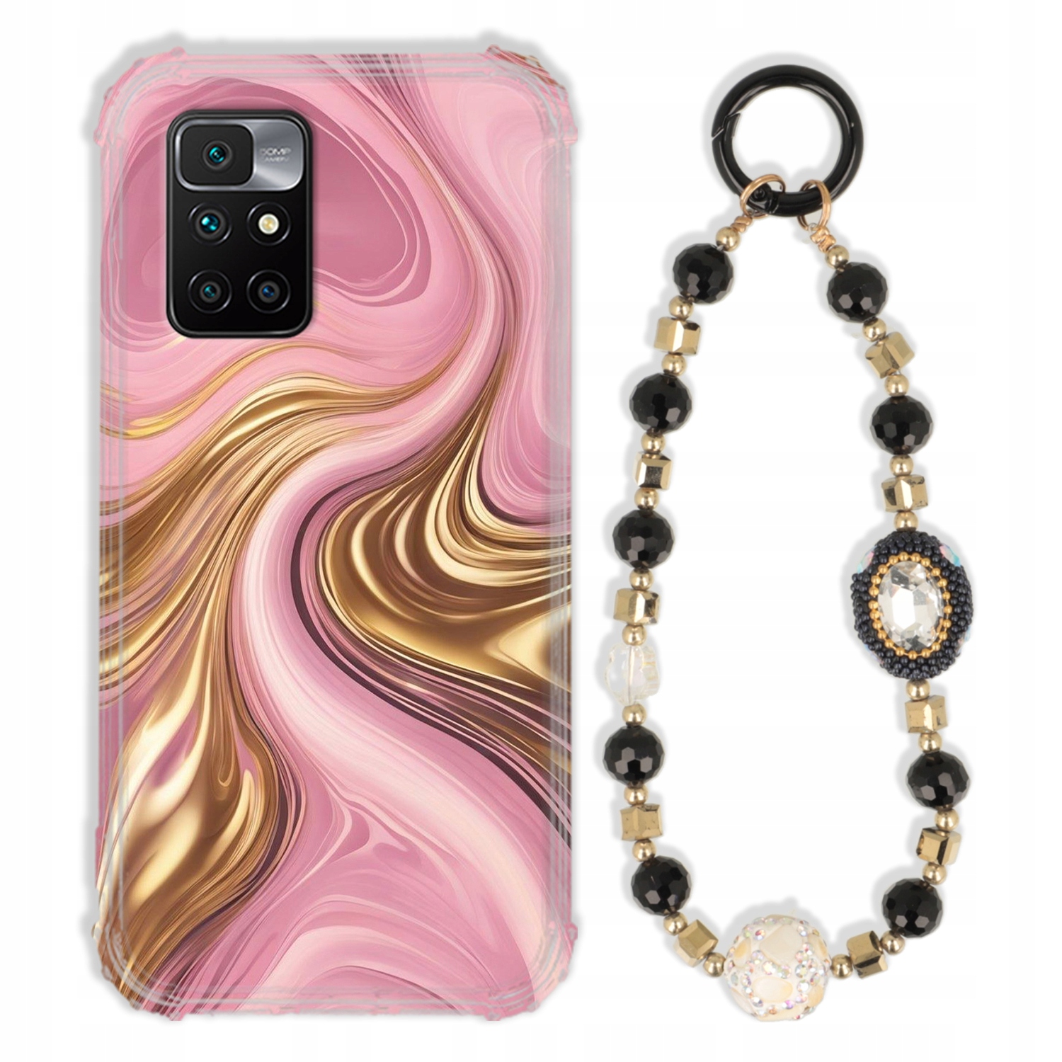 Puzdro Pre Xiaomi Redmi 10 Antishock Zirkóny Čierno Zlaté Odolné| Silné