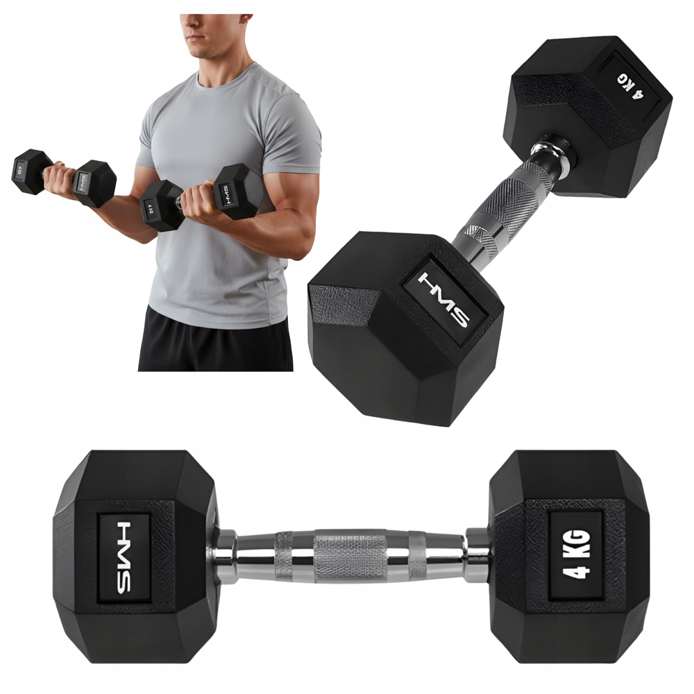 Pogumované činky Hex Pro pro trénink, šestihranné, 2 x 4 kg