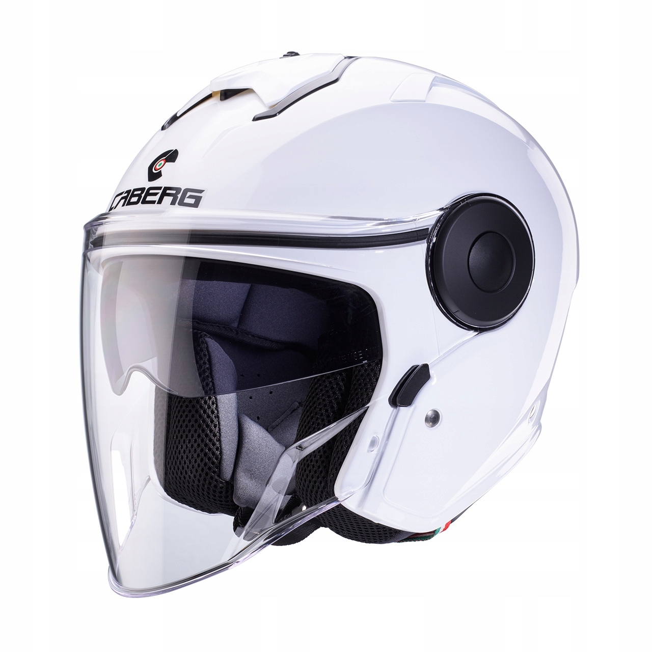 Caberg Otvorená Prilba Jet S Blendou Model Soho Solid Farba Biela Lesk Veľkosť