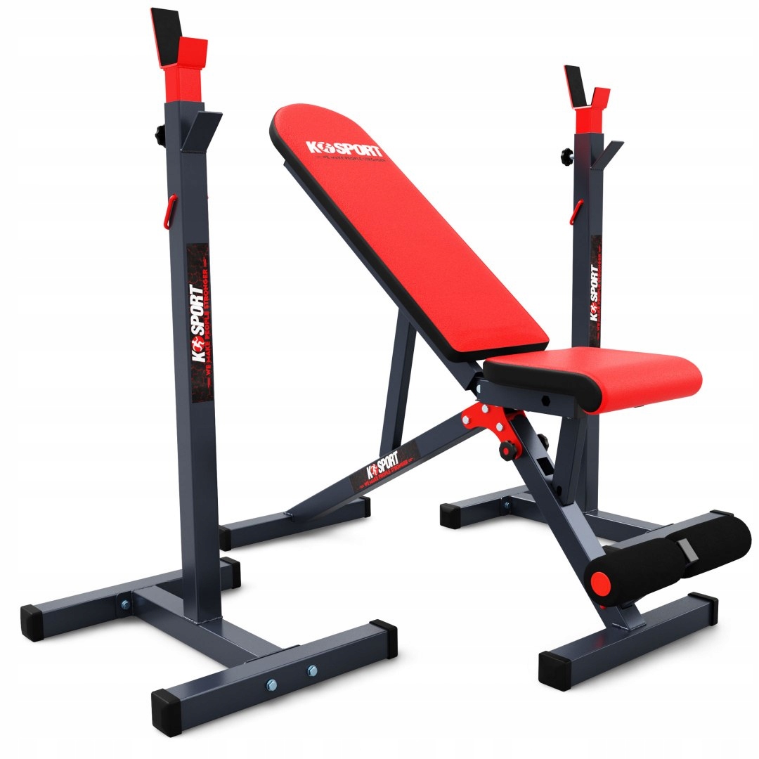 ŁAWKA ŁAWECZKA SKŁADANA REGULOWANA STOJAKI POD SZTANGĘ ZE STOJAKAMI ZESTAW