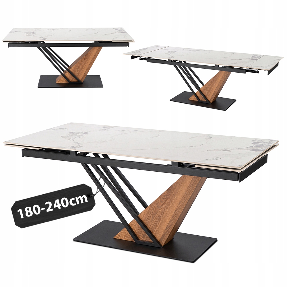 Bílý rozkládací keramický stůl Umělý Kámen Na Bázi Křemene pro kuchyň a jídelnu Rex