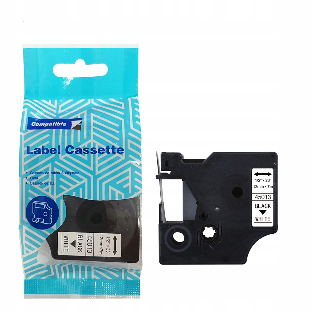 Taśma 45013 do Dymo 12mm D1 do Dymo LM taśma biała czarny nadruk Ap