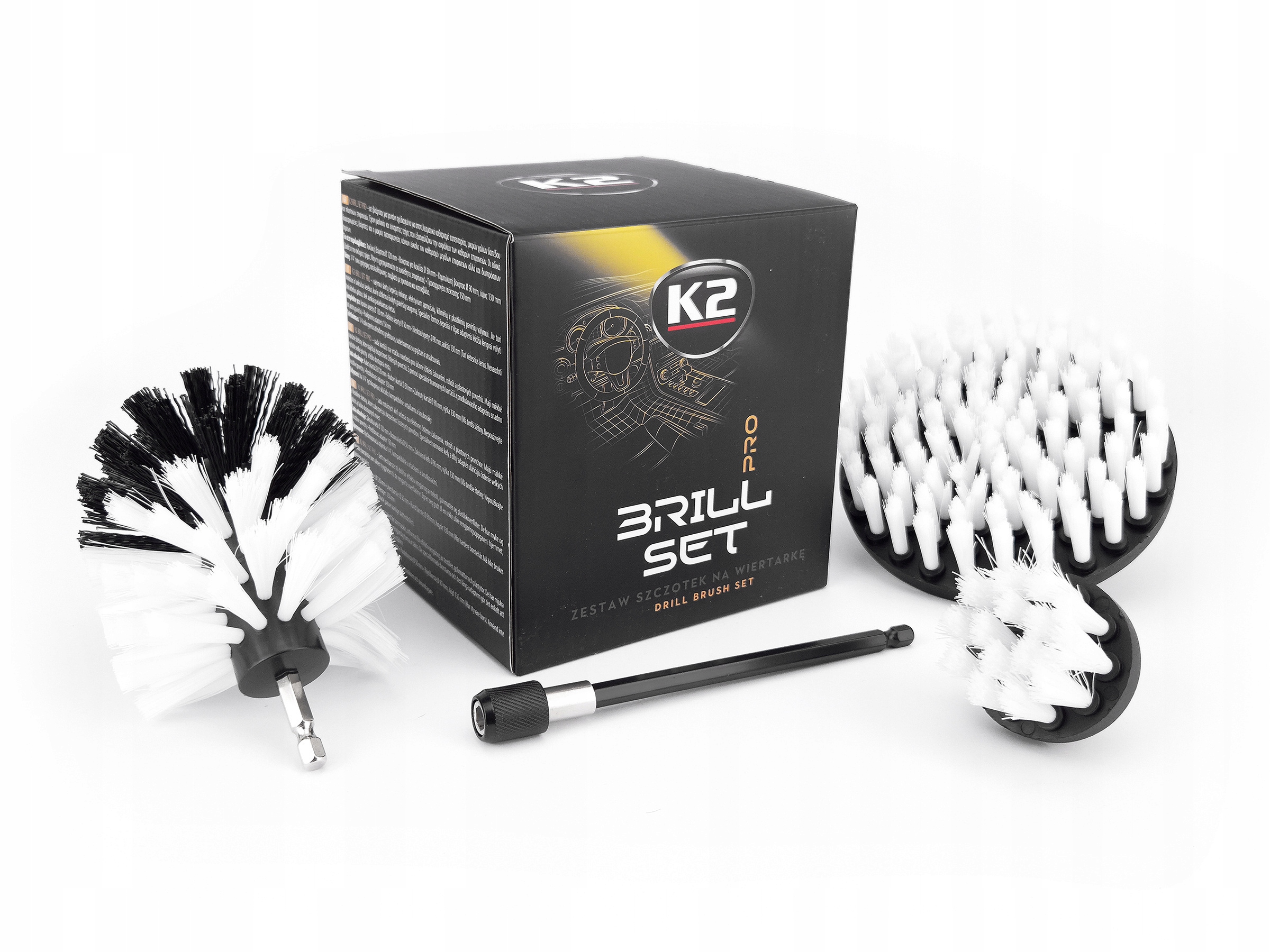Zestaw szczotek na wiertarkę do czyszczenia auta K2 Brill Set 4 części