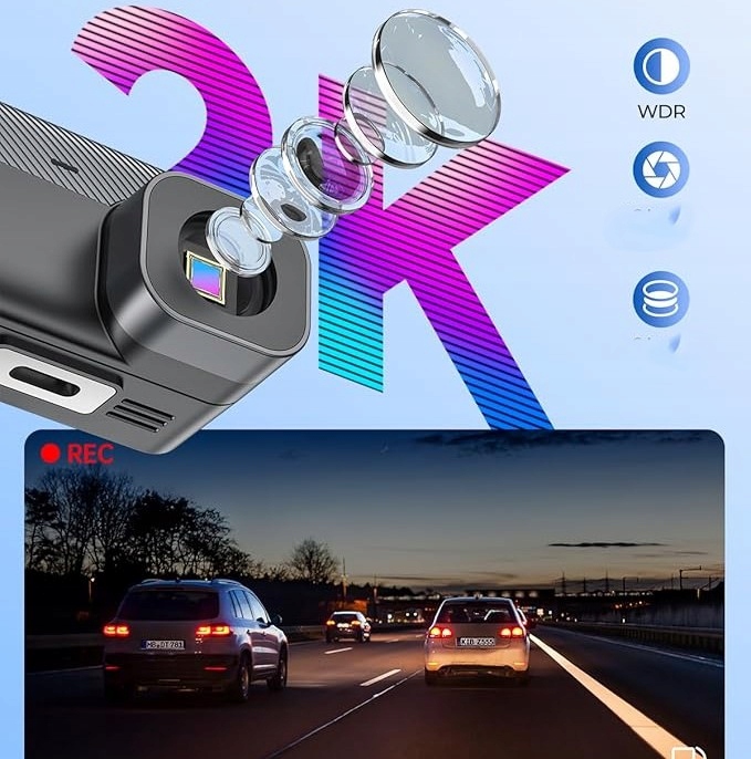 KRUNIA 2K WiFi Kamera Samochodowa GPS WDR Nocny Tryb 170° Kąt Widzenia — miniatura 13
