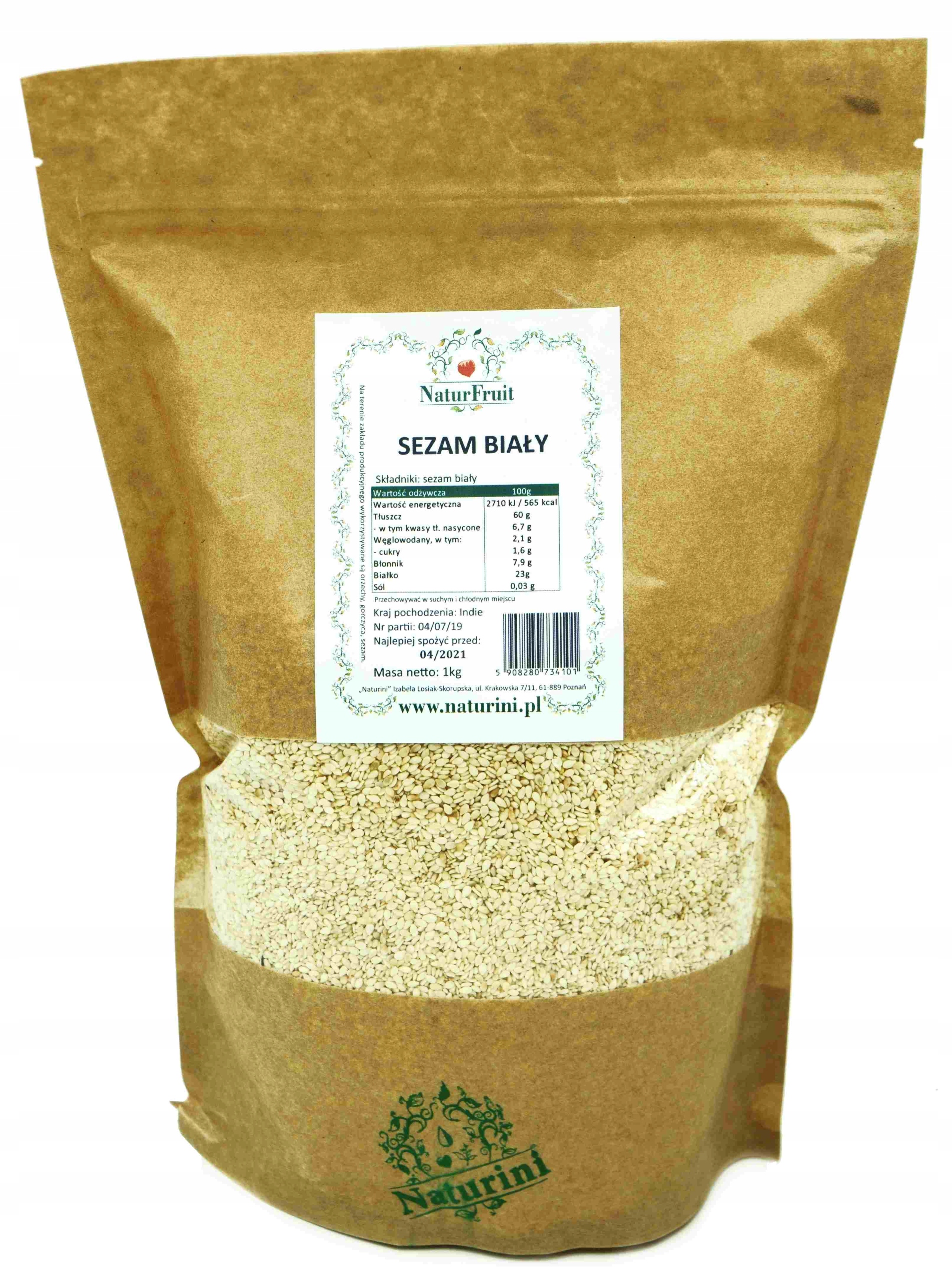 

Sezam Biały 1kg Ziarno Naturalny Wysoka Jakość