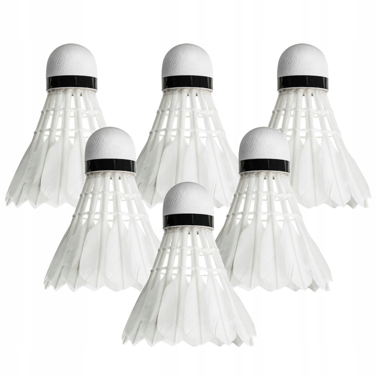 6x LOTKI PIÓROWE DO BADMINTONA PIÓRKOWE TUBA 6 SZT ZESTAW BIAŁE LOTKA Marka springos