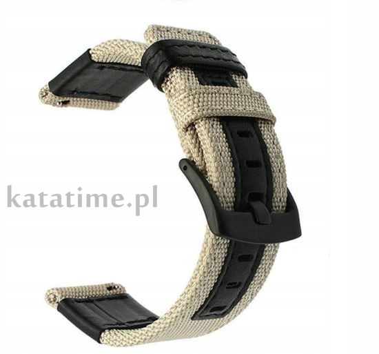 Pasek do zegarka do smartwatcha nylonowy 20 mm beżowy wodoodporny Super!