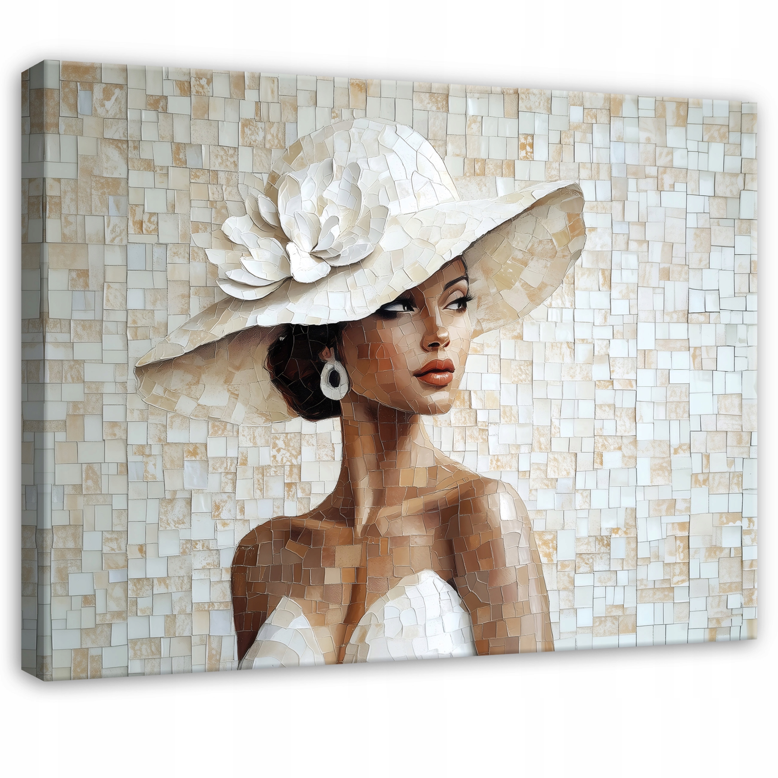 Obraz Bílá Žena Klobouk Glamour Do Předsíně Kanceláře Moderní 120x80