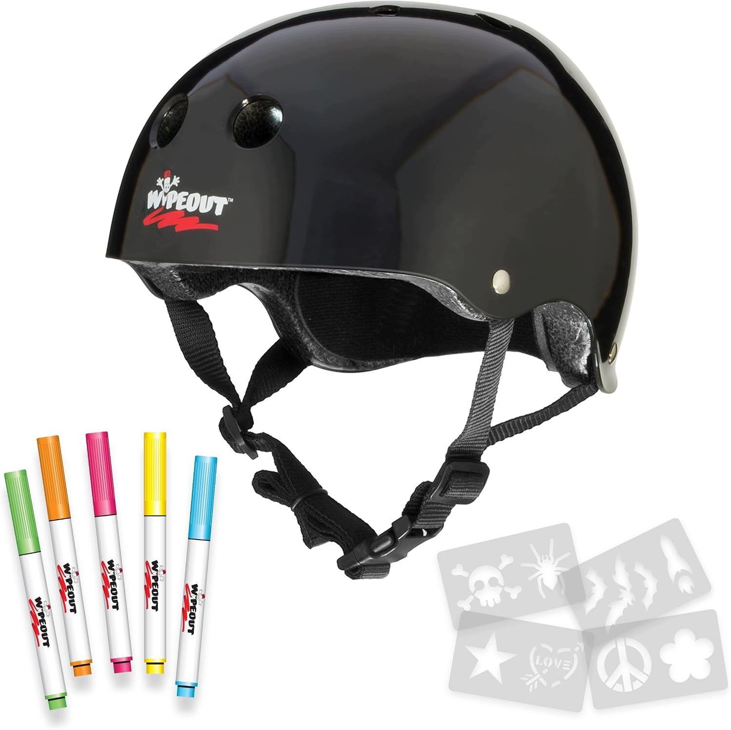 Kask Rowerowy Dziecięcy Wipeout Dry Erase 52-56 cm +8 Lat Czarny Markery