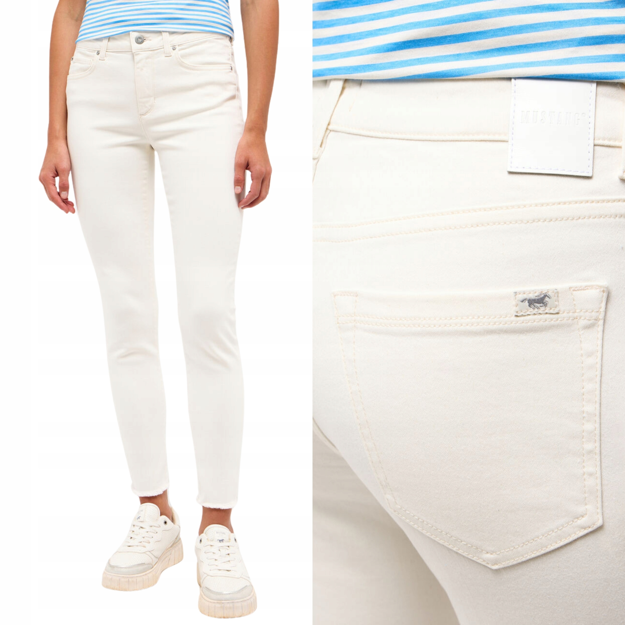 Mustang kalhoty MID Waist white jeans Shelby Skinny 7/8_ W24 L30