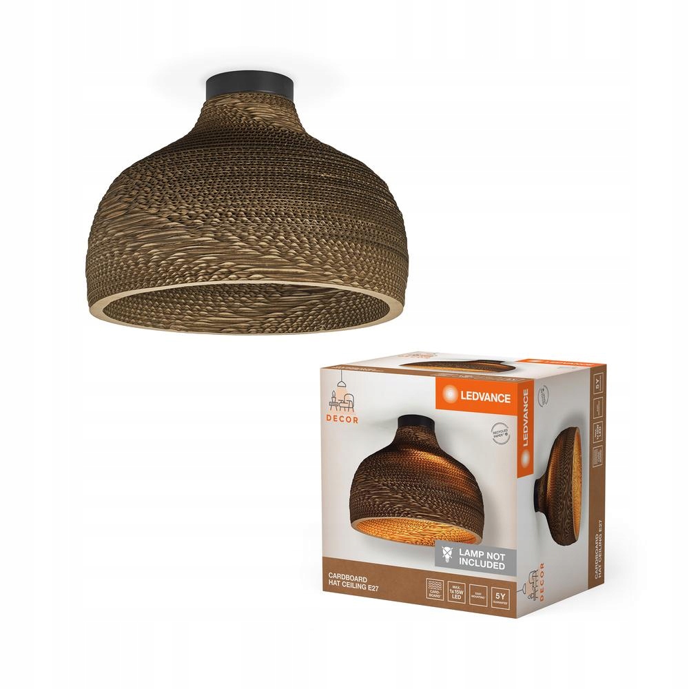 Stropní Svítidlo Dekorativní na omítku E27 Karton Hnědá Decor Ledvance