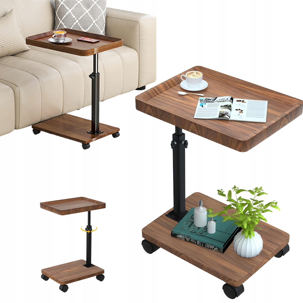 Praktický Mobilní Stolek S 360° Deskou A Nastavitelnou Výškou