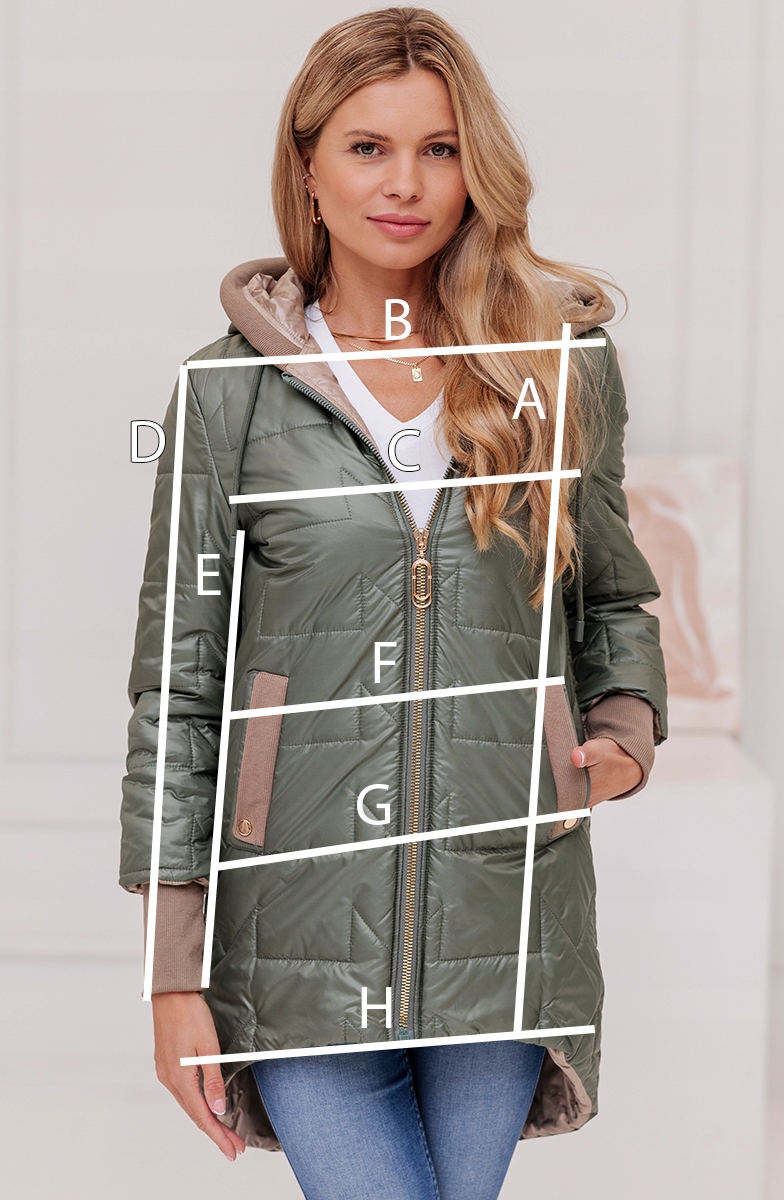 ASYMETRYCZNA PRZEJŚCIOWA JESIENNA KURTKA DAMSKA Z KAPTUREM, DŁUGA LEKKA S Wzór dominujący bez wzoru