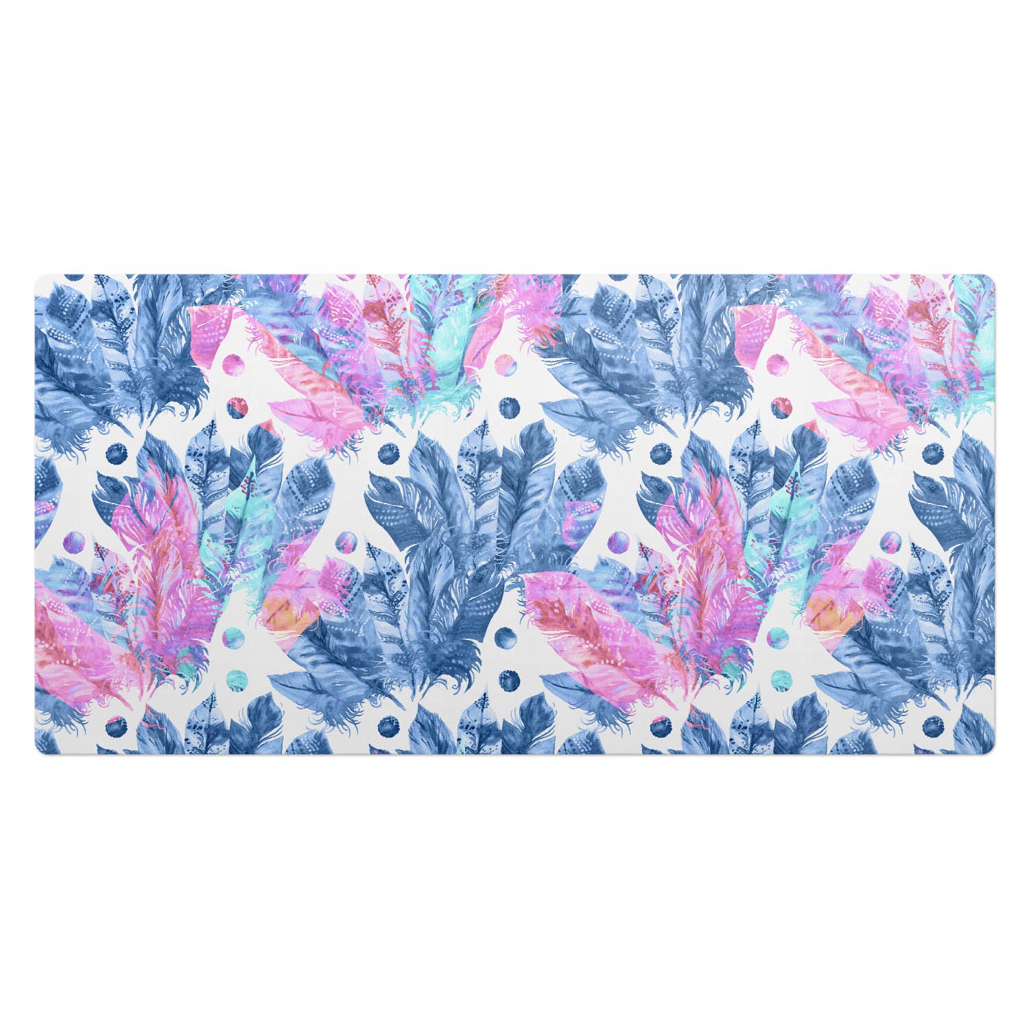 Protiskluzová ochranná podložka na psací stůl se vzorem Puntíkové peří 100 x 50 cm