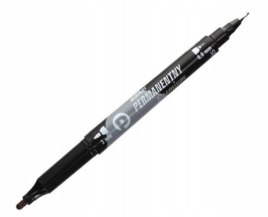

Marker permanentny czarny dwustronny Tetis