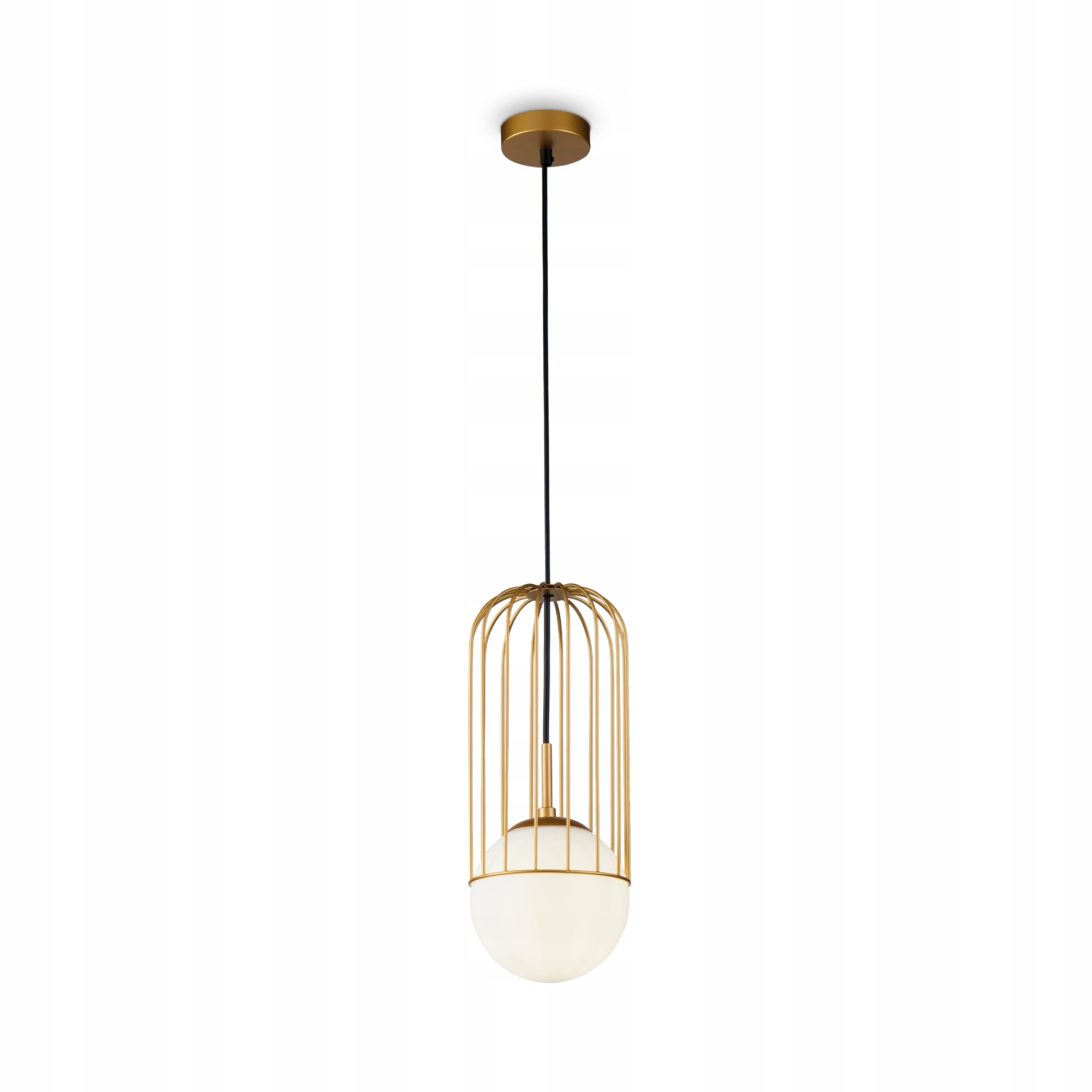 Závesná zlatá drôtená sklenená lampa biela guľa moderná 15 cm Maytoni