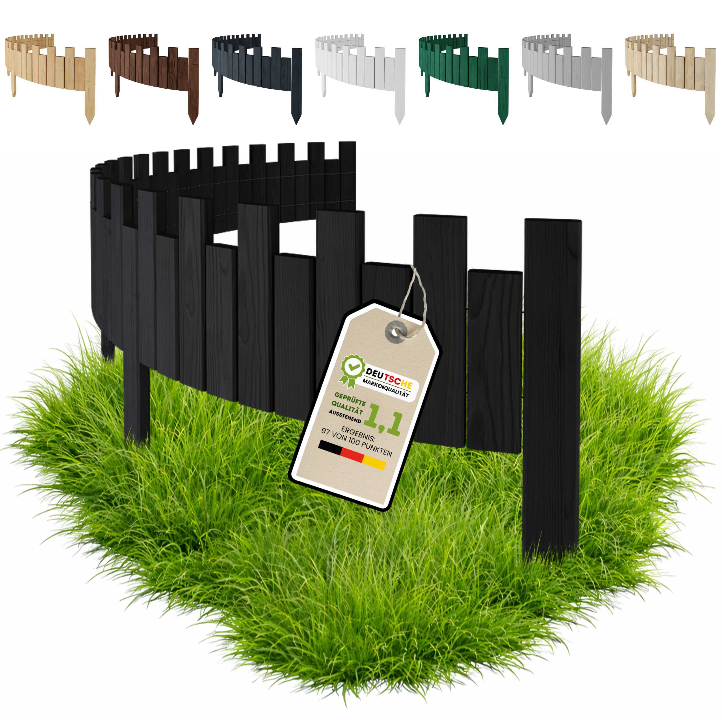 Dřevěný Zahradní Plot, palisáda, obrubník 200 x 20 cm Černý