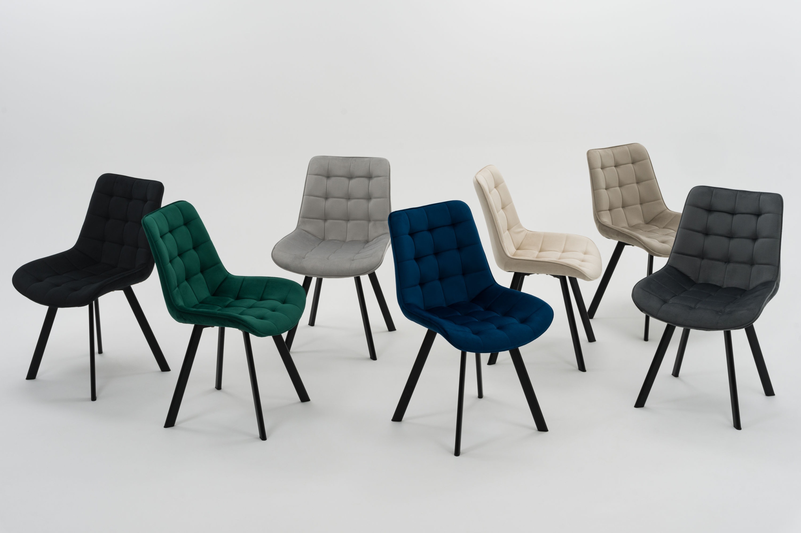 KRZESŁO TAPICEROWANE WELUROWE DO SALONU JADALNI GLAMOUR SZARE TORI Kolor korpusu czarny