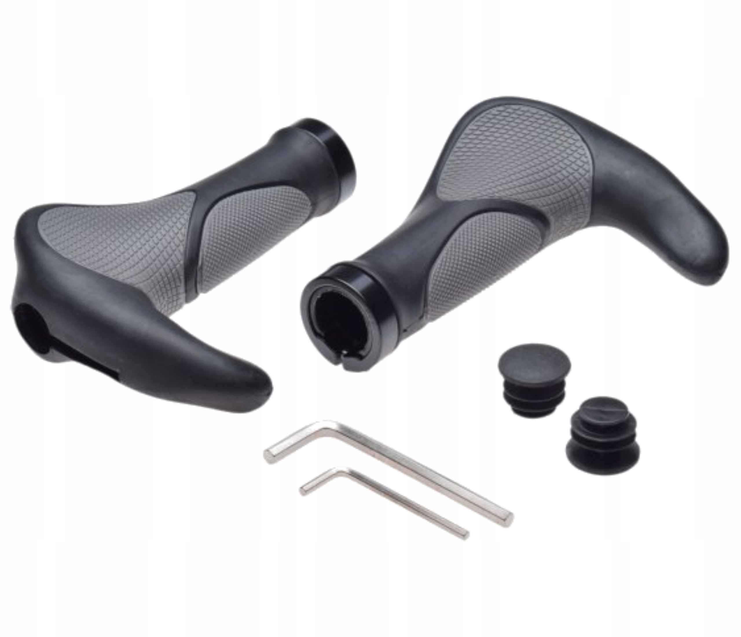 Ergonomiczne Rowerowe Chwyty Kierownicy Ergo Trekking Fitness Mtb Szare L