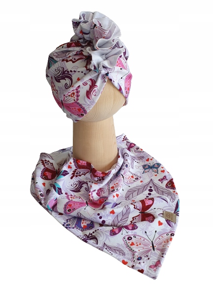 

Zestaw Czapka Turban Chusta Motyle 52-55cm