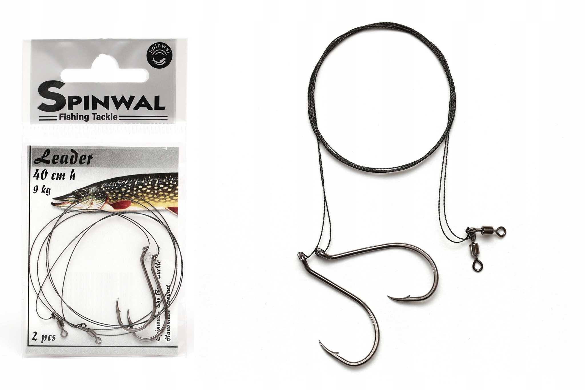 2x Przypon Wolframowy Spinwal Z Hakiem 40cm/9kg
