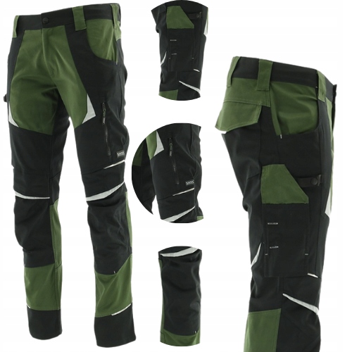 Elastické Pracovní kalhoty Khaki Olivové Bavlněné stretch Spandex Bozp 54