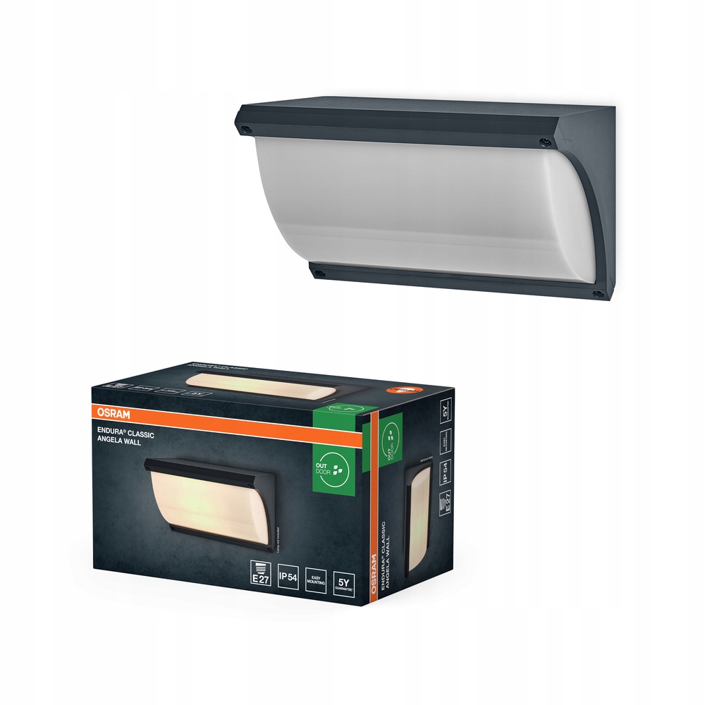 Záhradné nástenné svietidlo Vonkajšia fasádna lampa E27 šedá IP54 Endura Osram