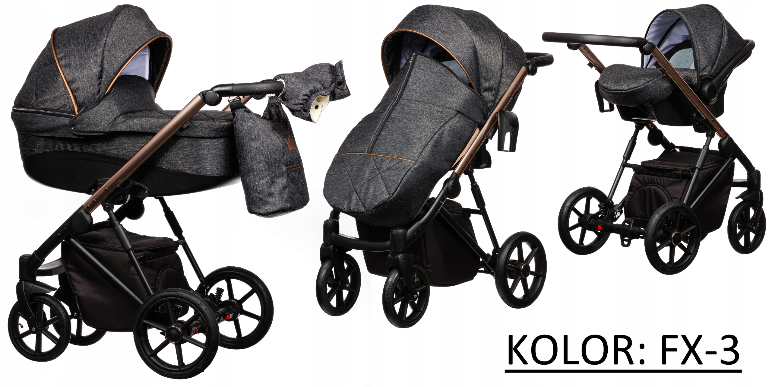 GONDOLA SPACERÓWKA FOTEL 3w1 Wózek FX ParadiseBaby Model FX