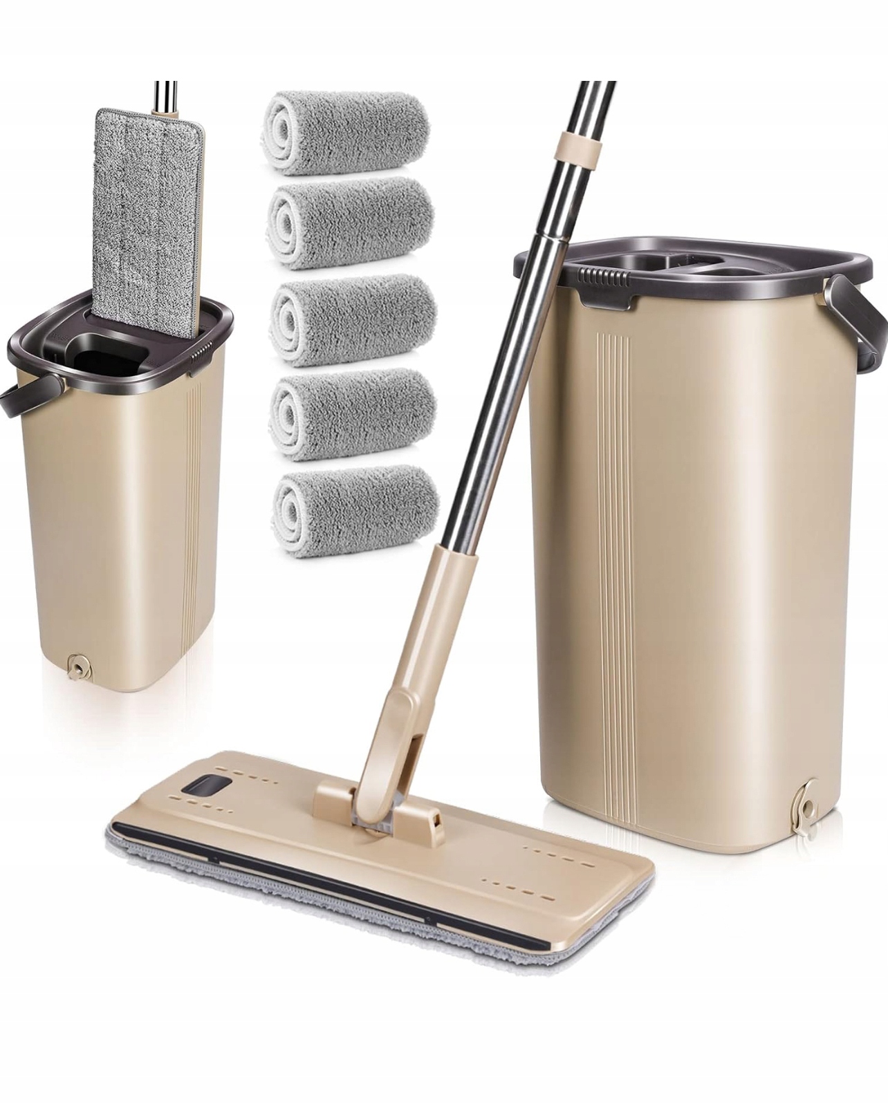 Levně Sada stožárového mopu s kbelíkem Béžová