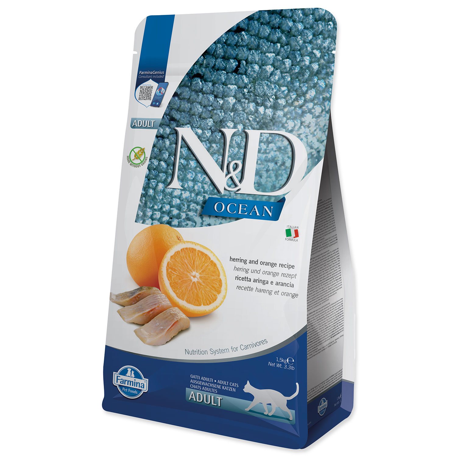 Levně Krmivo N&d Cat Ocean Herring & Orange 1,5kg