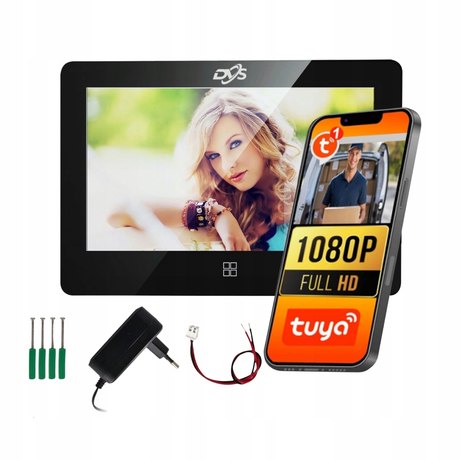 Čierny Monitor Pre Videovrátnik VS20072T WiFi Dotyk Audio Aplikácia Tuya Dvs