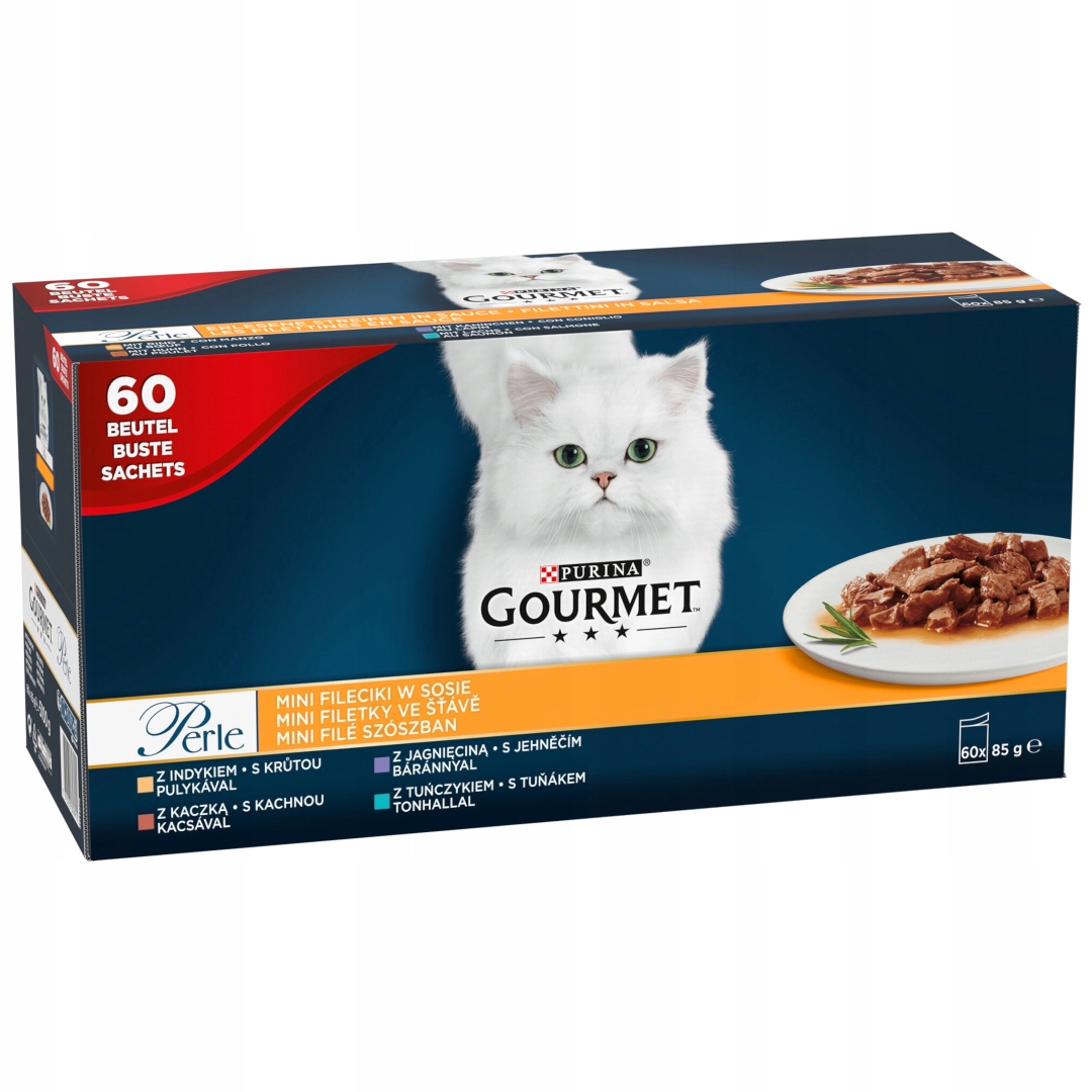 Levně Purina Gourmet Perle Mini Filetky v omáčce Mokré Krmivo Pro Kočky 60x85 g
