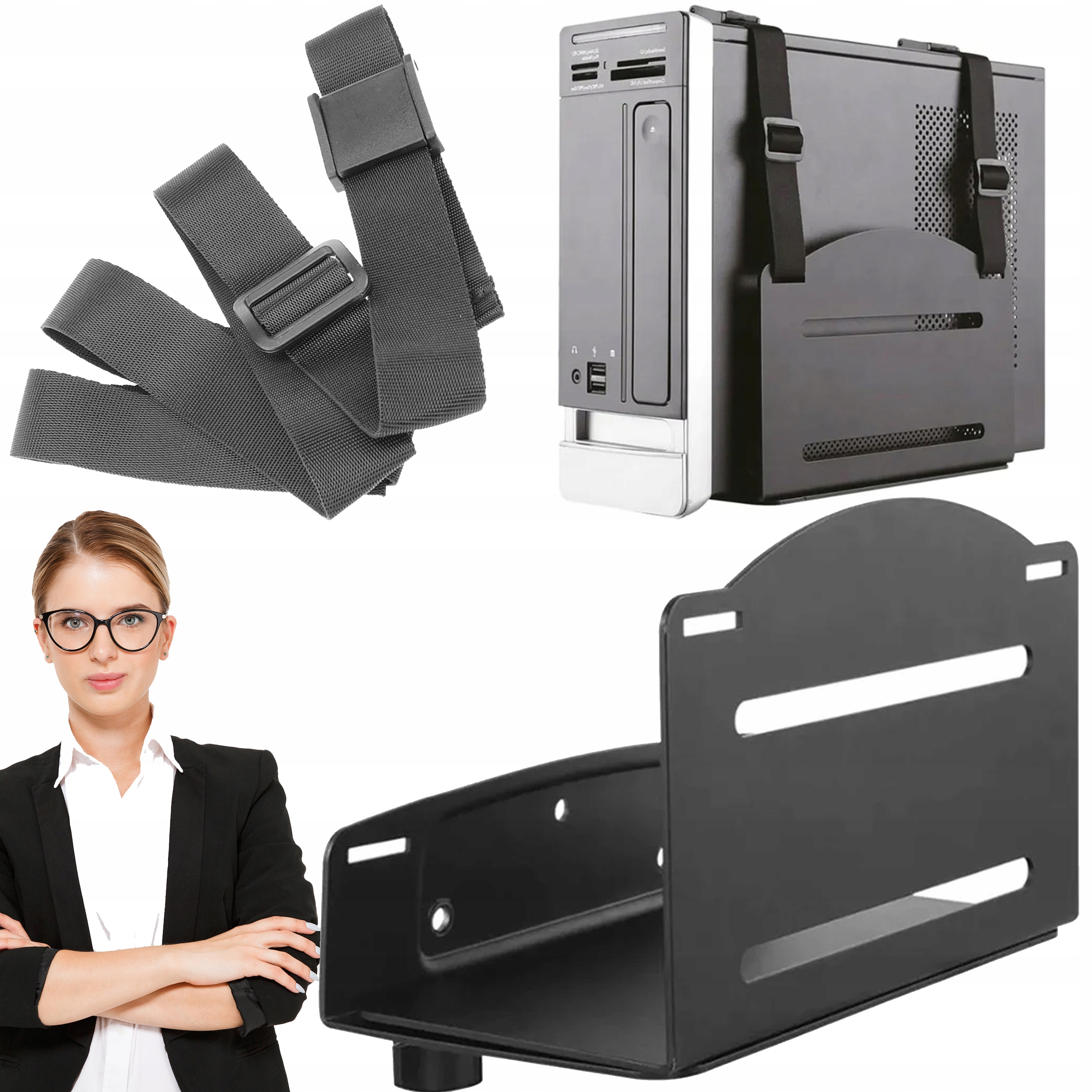 Uchwyt Ścienny Na Komputer Regulowany Do 10 Kg Paski Mocujące Solidny