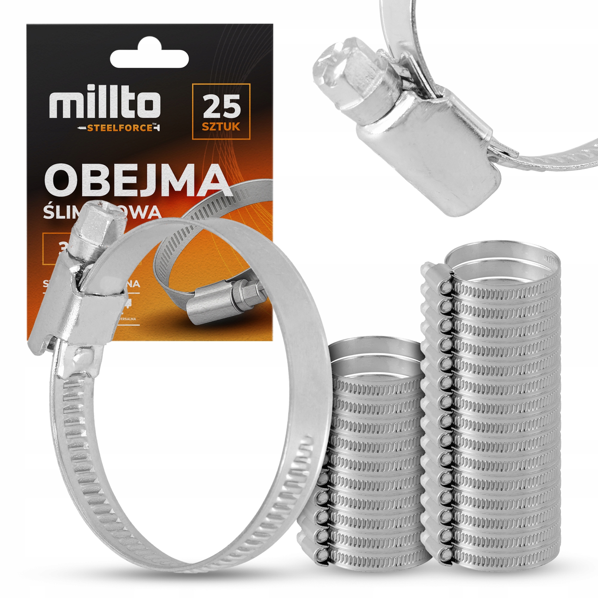 25x Opaska Zaciskowa Metalowa 32-50 Cybant Obejma Ślimakowa Skręcana S Nq-m