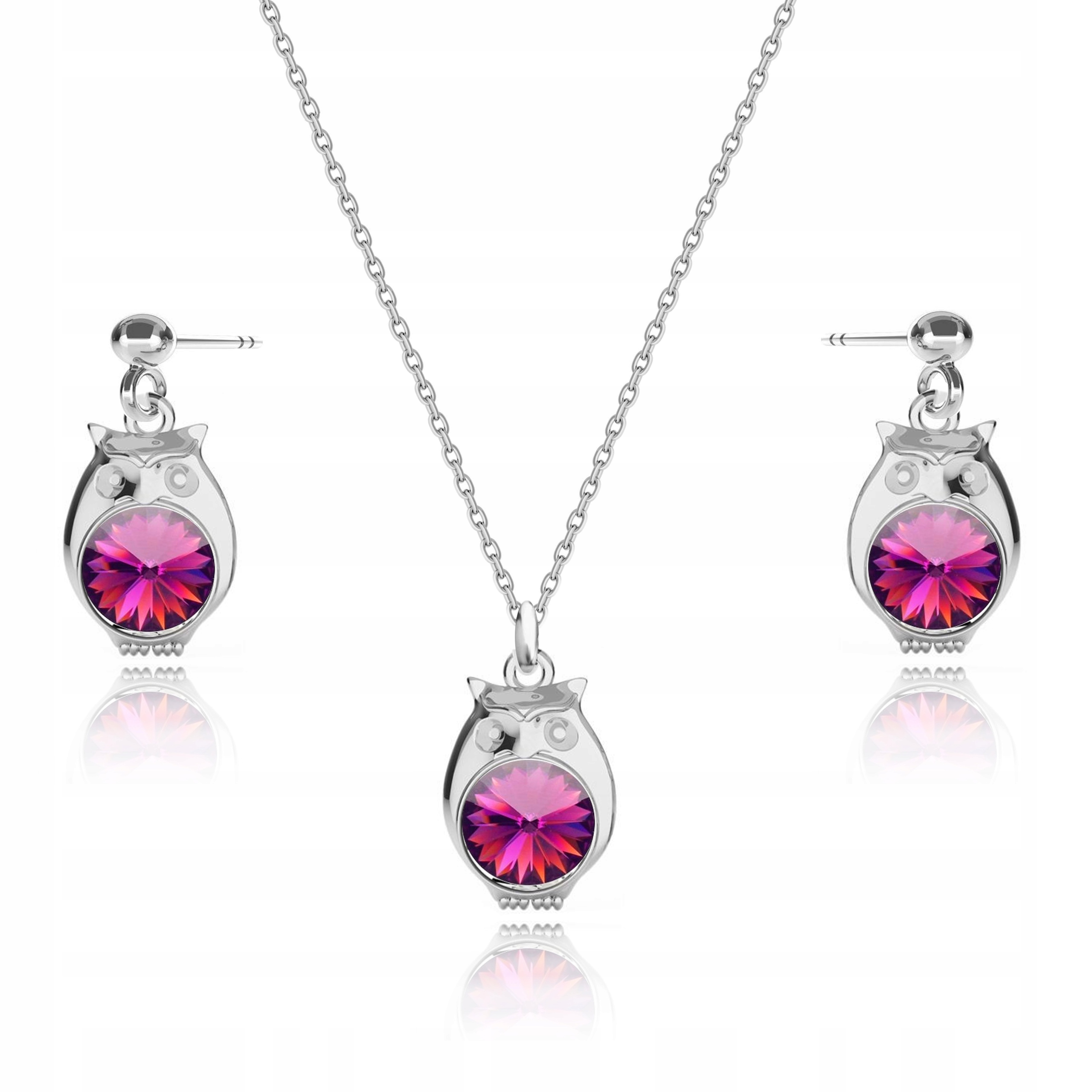

Srebrny Komplet Sowa Sówka Swarovski srebro 925