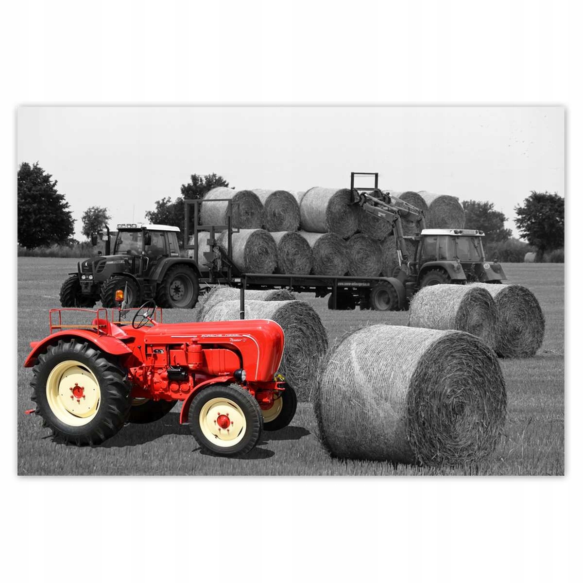 Plakáty 200x135 Žně Červený traktor
