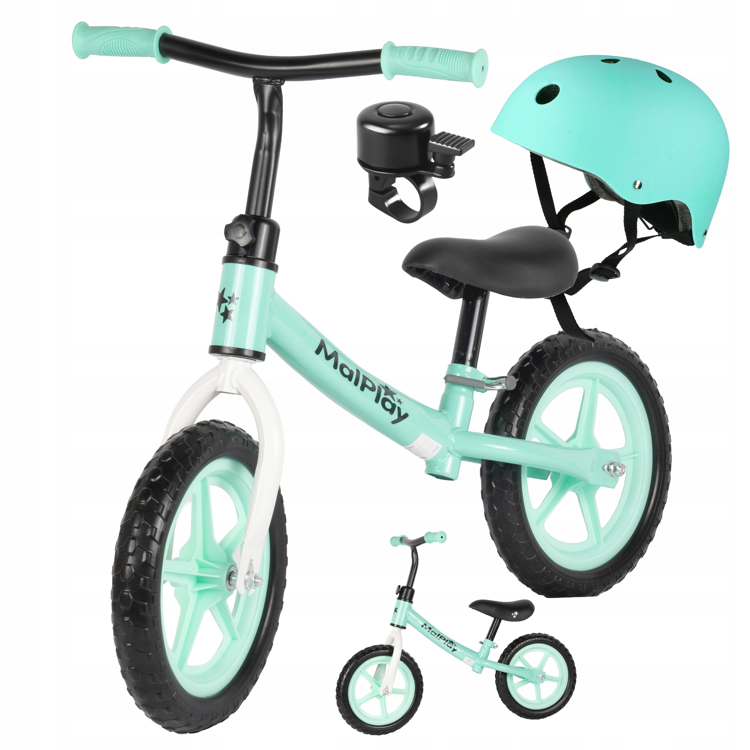 Rowerek Biegowy Dziecięcy Rower Koła Eva 12'' Dla 2 Latka Kask Dzwonek