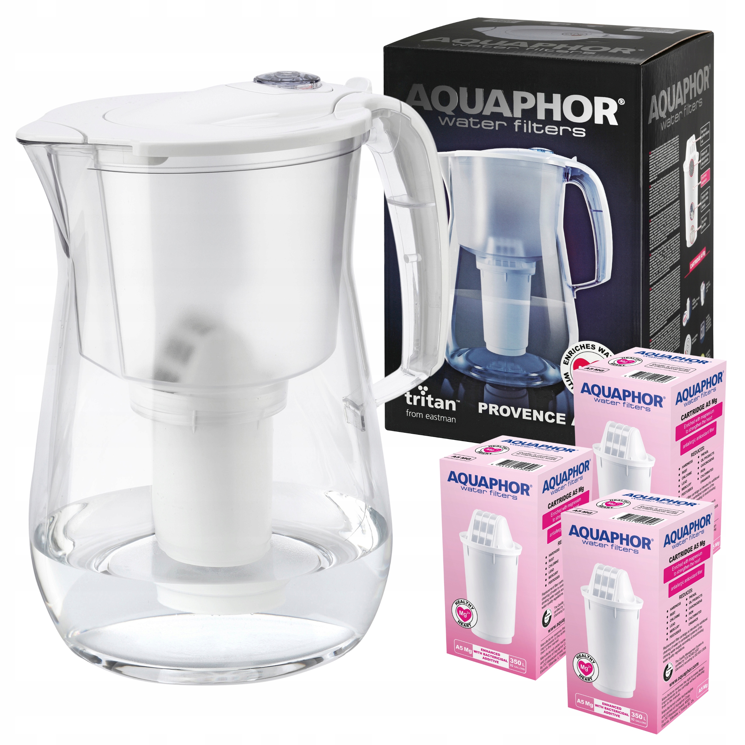 Aquaphor Provence 4,2L Dzbanek Filtrujący Wodę 3 filtry magnezowe A5 Mg