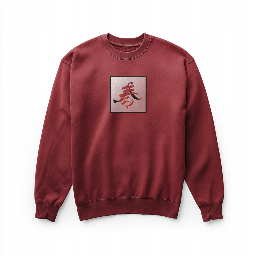 Bordó tričko s výšivkou Kanji „Jaro“ – japonský styl, unisex M