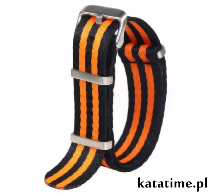 PASEK NATO 20 mm do zegarka nylonowy wodoodporny czarny pomarańczowy SUPER!