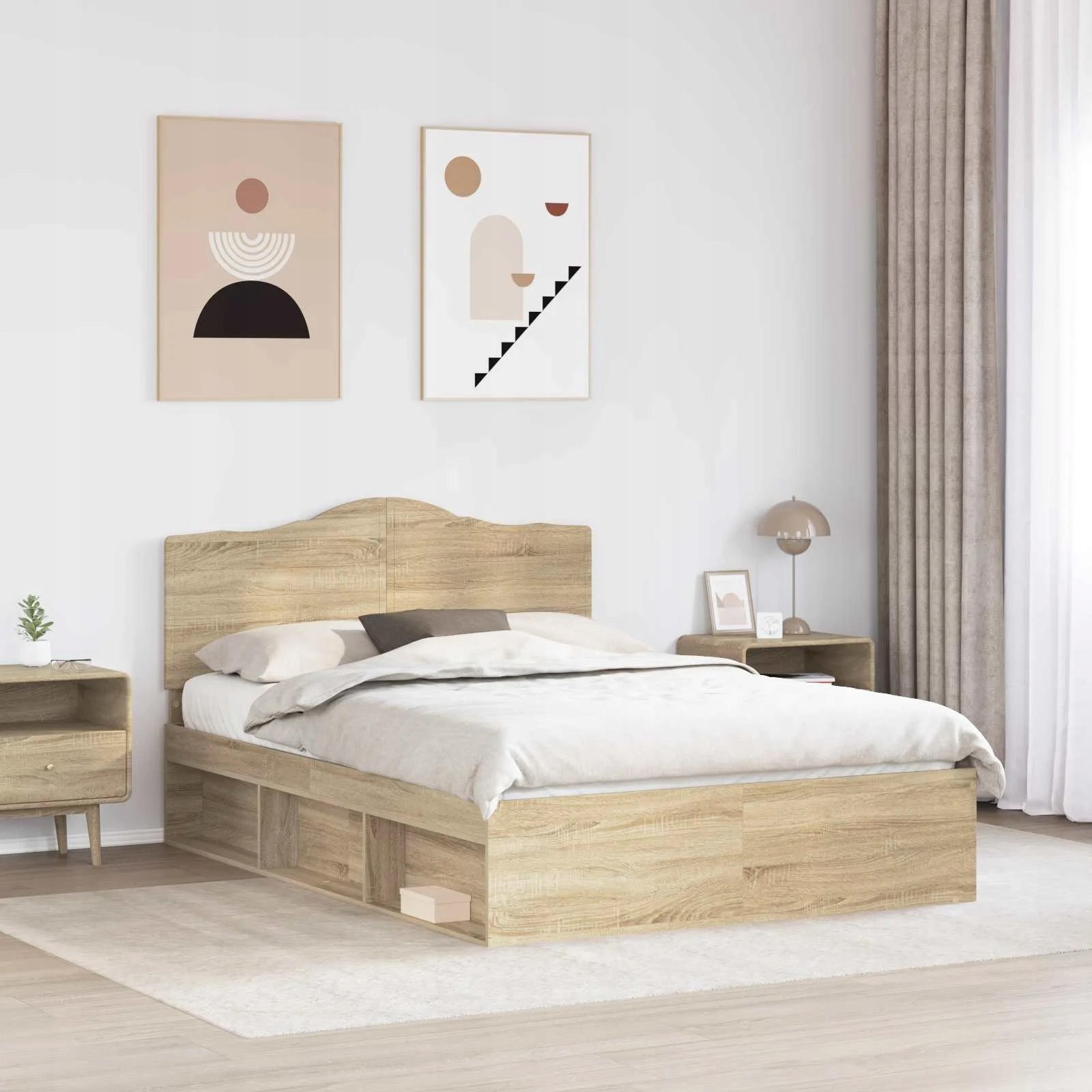 vidaXL Rám postele s čelo Sonoma 140 x 190 cm Masivní borové dřevo