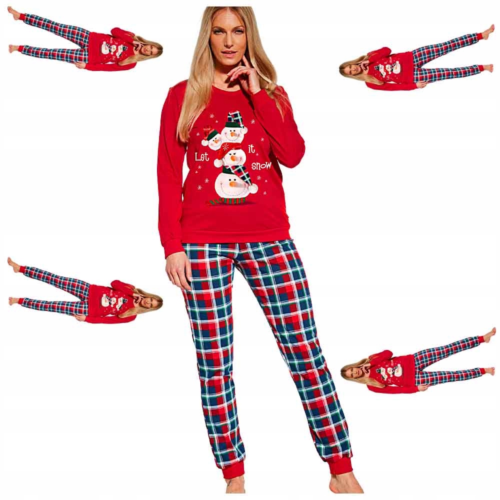 Dámské vánoční pyžamo Cornette 100% Bavlna sněhulák, Velikost XL