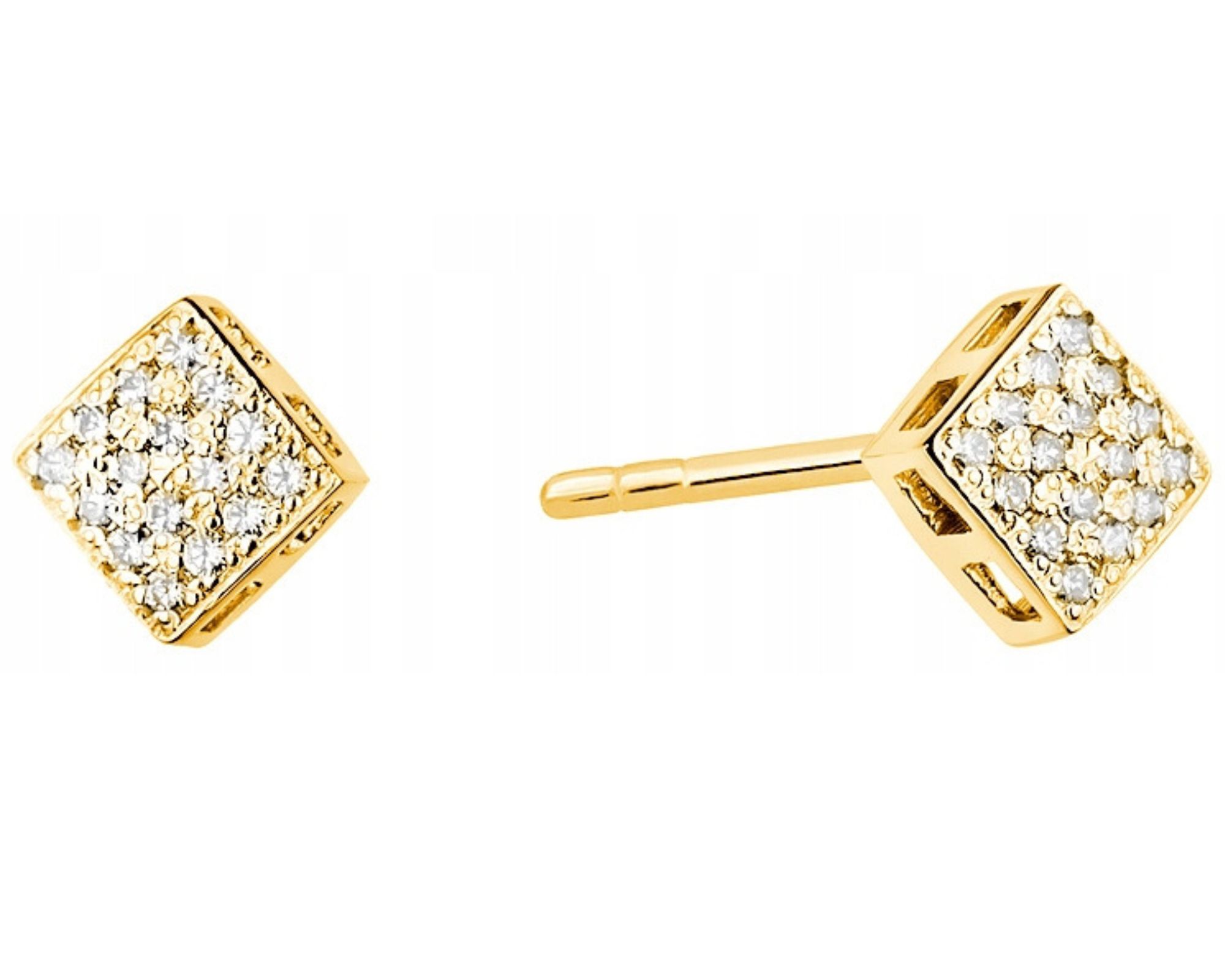 Zlaté náušnice s brilianty, šroubky Gravírování